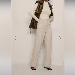 NAKD Tailored Wide Leg Suit Pants Tan Size 34